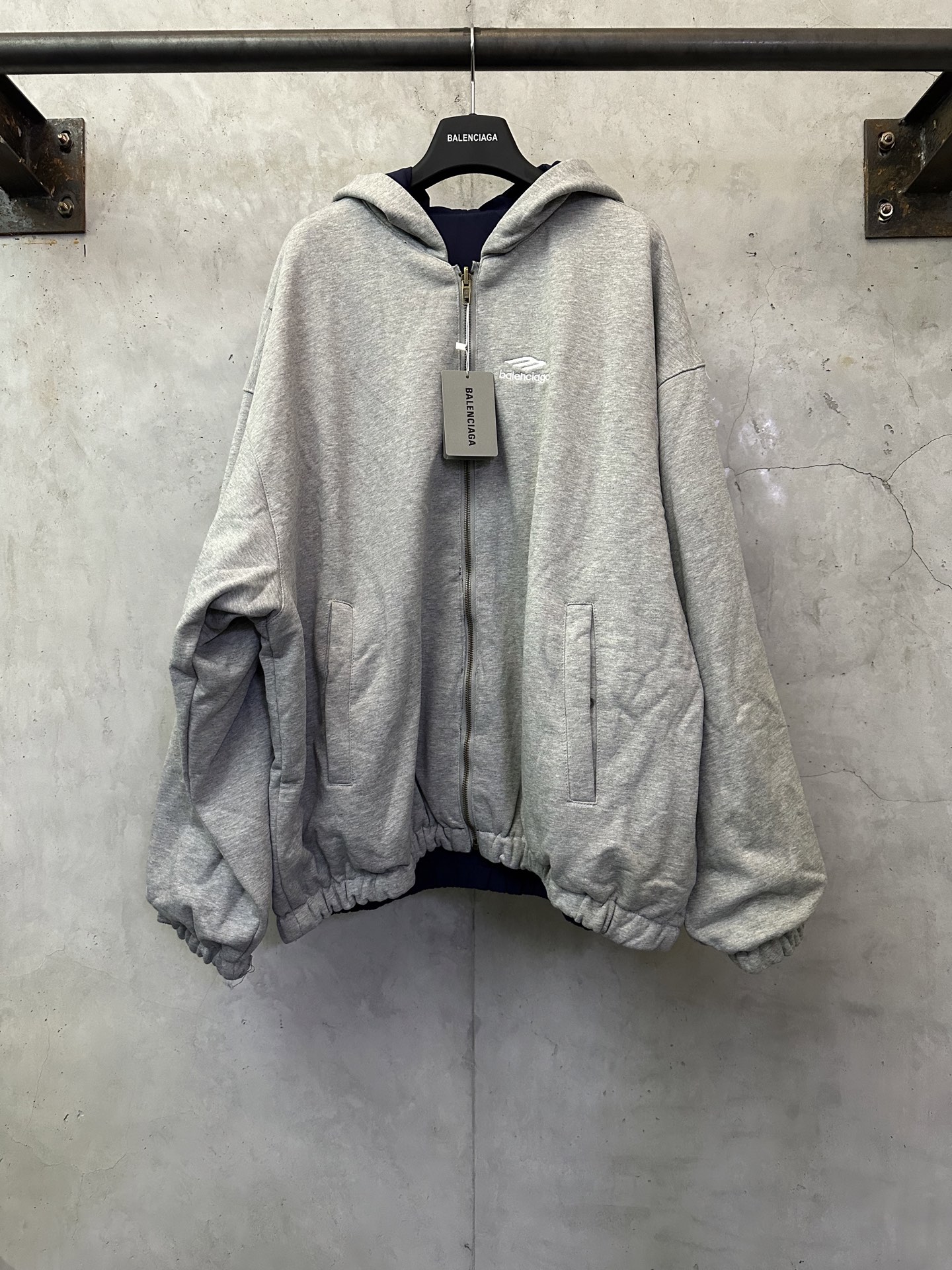 Balenciaga 발렌시아가 그레이블루 리버시블 후드 집업 자켓 재킷 의류