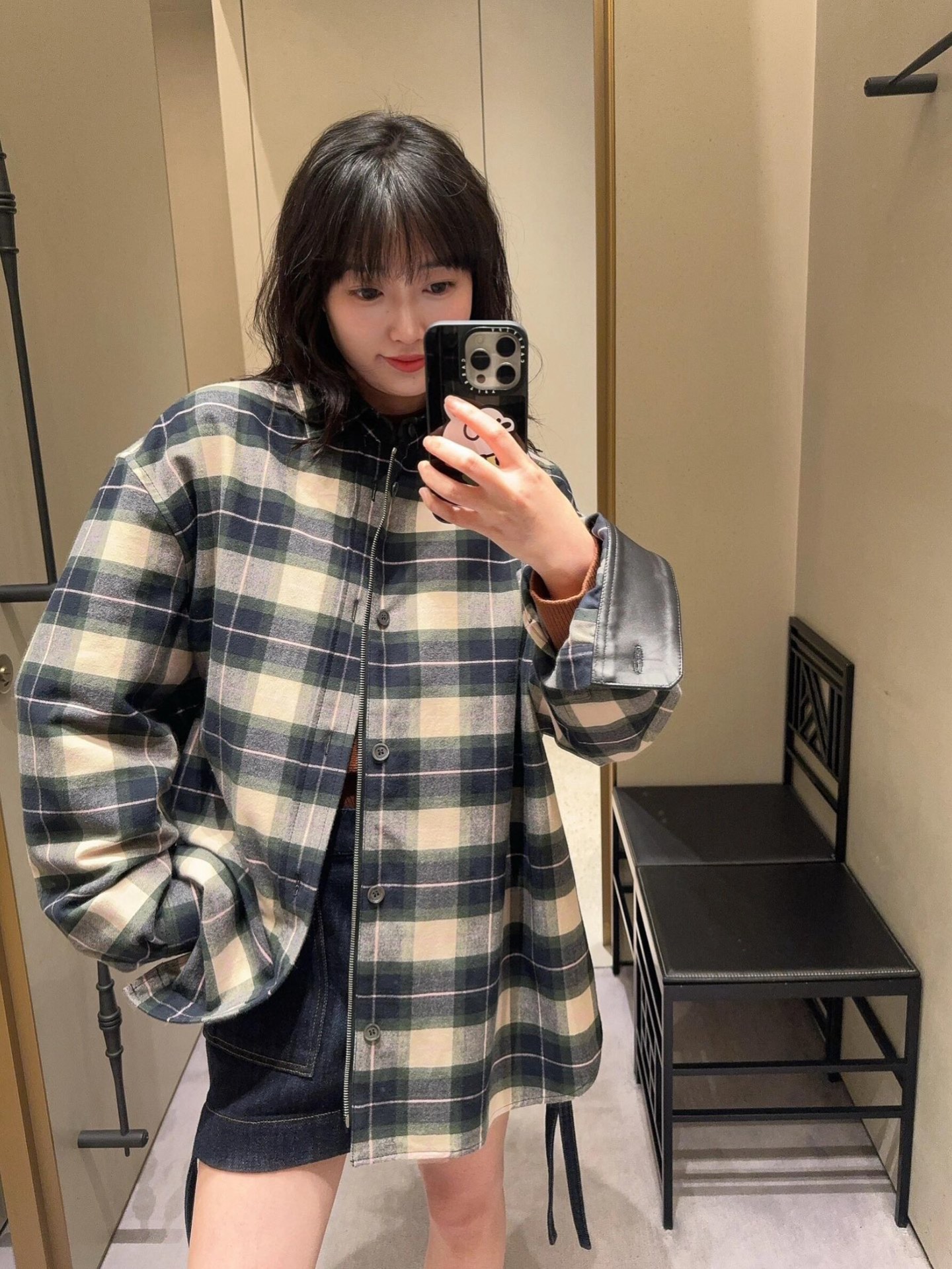 Loewe 로에베 체크 가죽 트리밍 셔츠 집업 재킷 자켓 의류