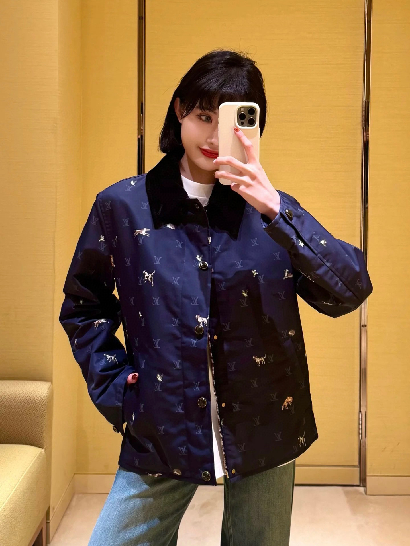 LOUIS VUITTON LV 루이비통 코듀로이 카라 애니멀 프린트 재킷 자켓 의류