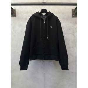 LOUIS VUITTON LV 루이비통 핸드스티치 로고 테크 코튼·울 후드 집업 자켓 의류