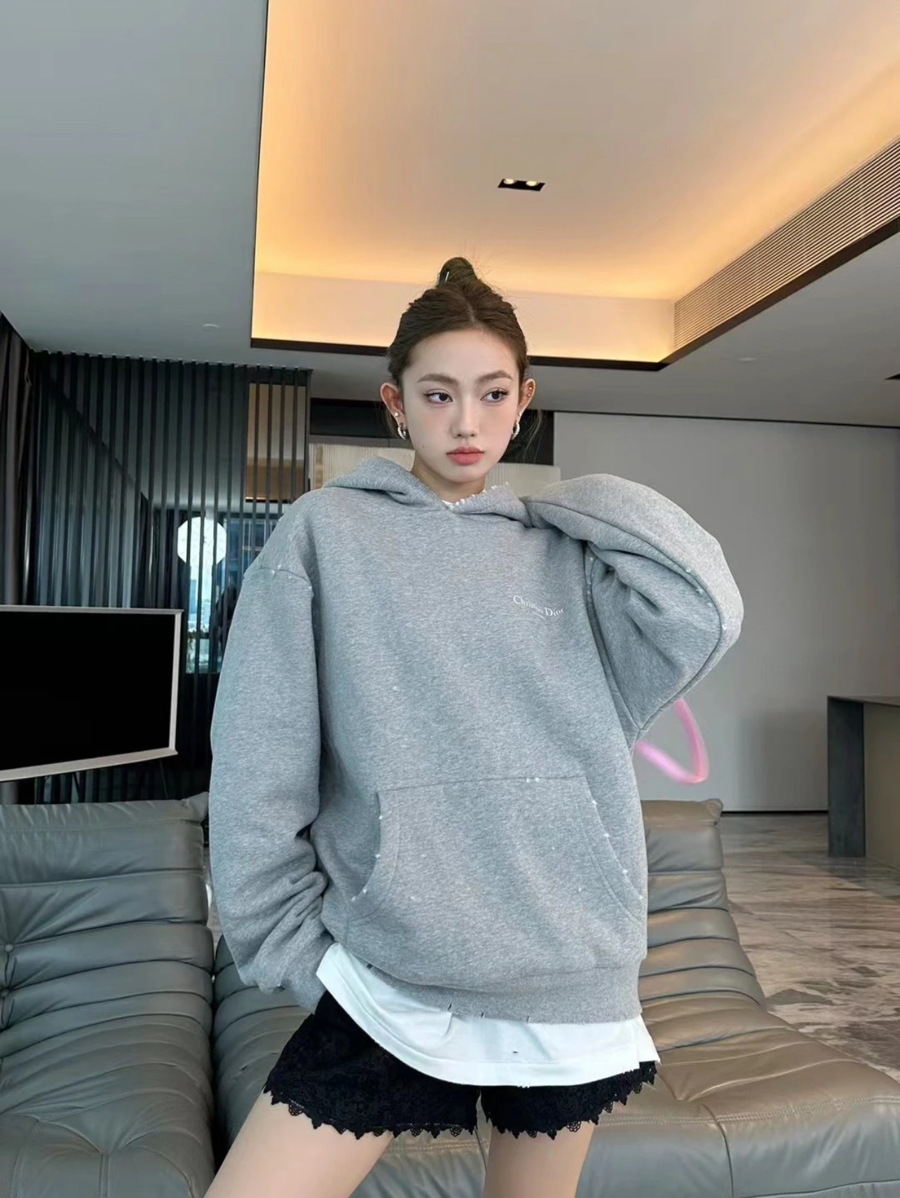 DIOR CD 디올 로고 디스트로이드 후드티 의류