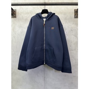 miumiu 미우미우 소가죽 라벨 자수 지퍼 후드 집업 자켓 의류