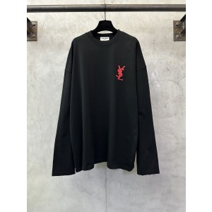 YSL 생로랑 클래식 로고 프린트 롱슬리브 긴팔 티셔츠 의류
