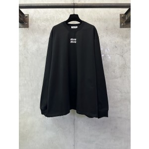 miumiu 미우미우 클래식 로고 디스트로이드 두꺼운 프린트 롱슬리브 긴팔 티셔츠 의류