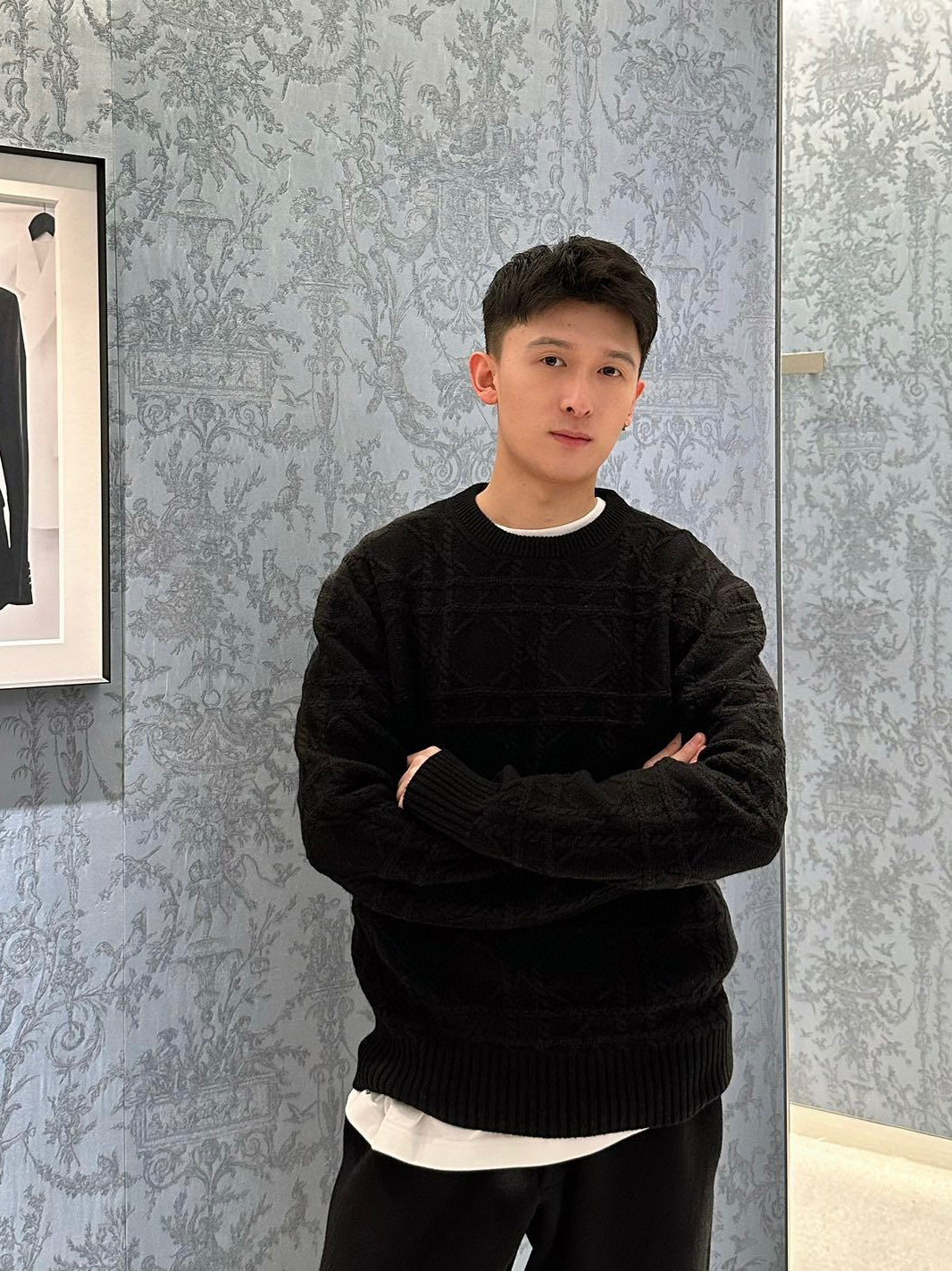 DIOR CD 디올 캐시미어 블랙 & 베이지 체크 니트 의류