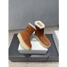 PRADA 프라다 삼각 버클 두꺼운 굽 숏부츠 신발