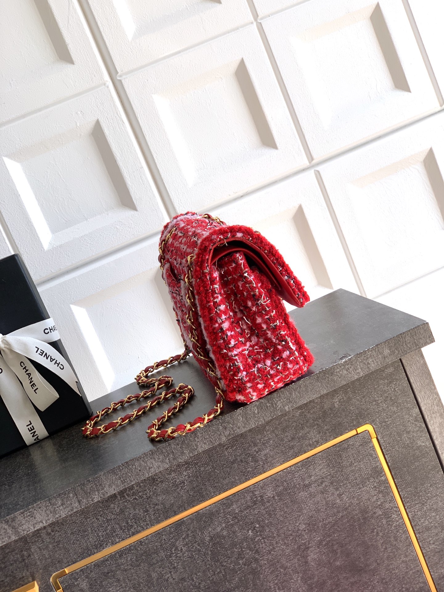 Chanel 샤넬 라지 25cm｜더블 플랩 · 25K 신상 트위드 백 (피치 핑크) 가방