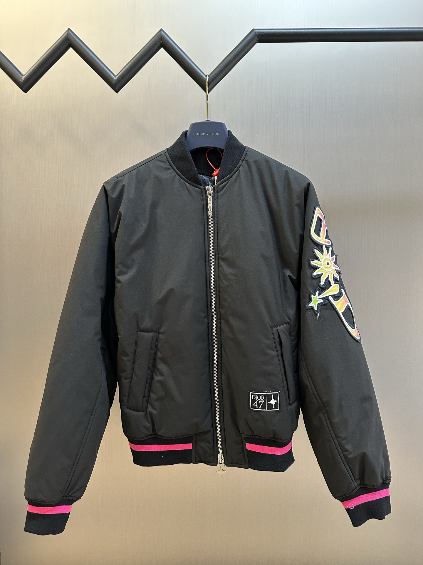 Dior CD 디올 47 네온 핑크 파이핑 바시티 점퍼 자켓 재킷 의류