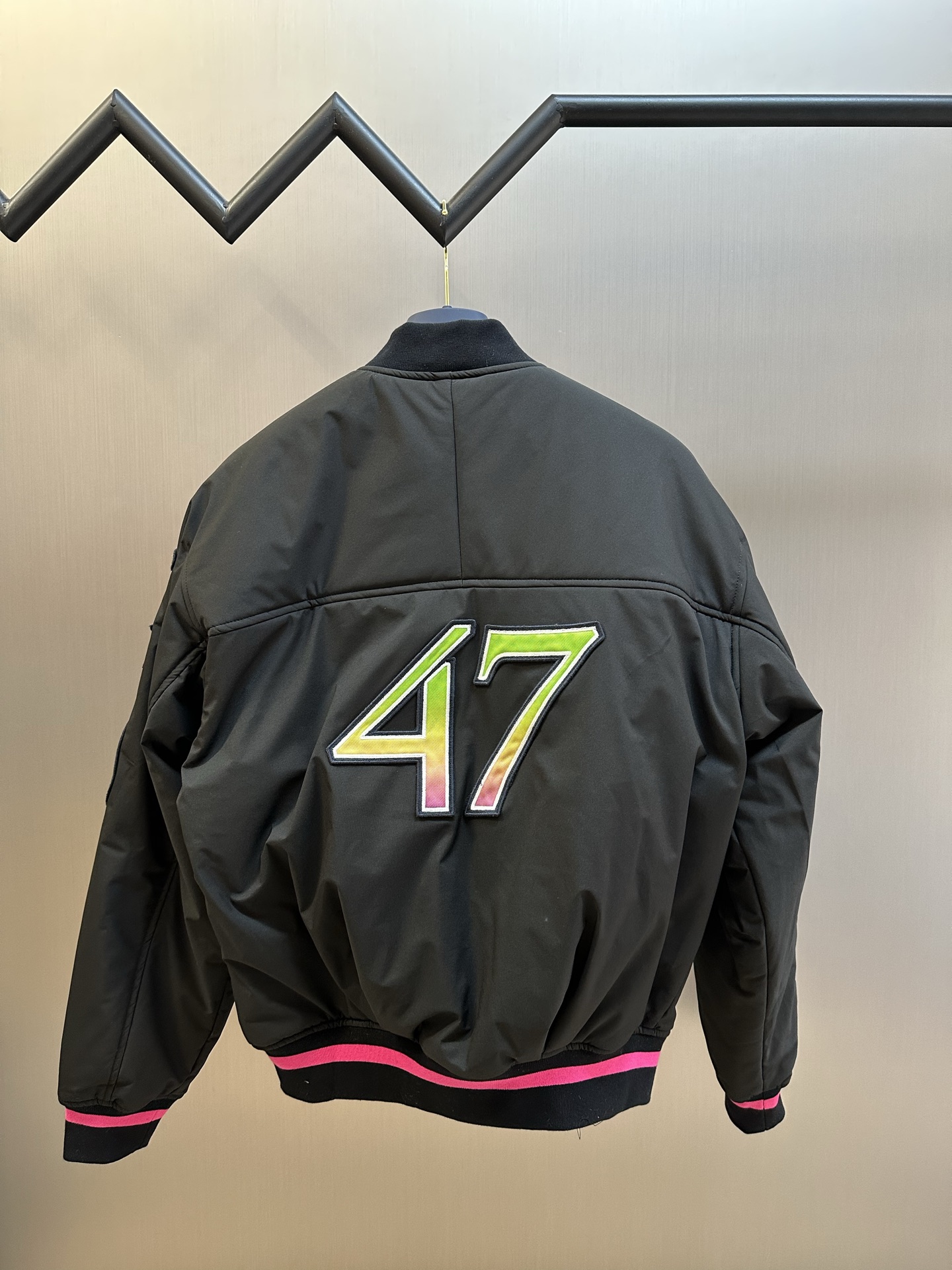 Dior CD 디올 47 네온 핑크 파이핑 바시티 점퍼 자켓 재킷 의류