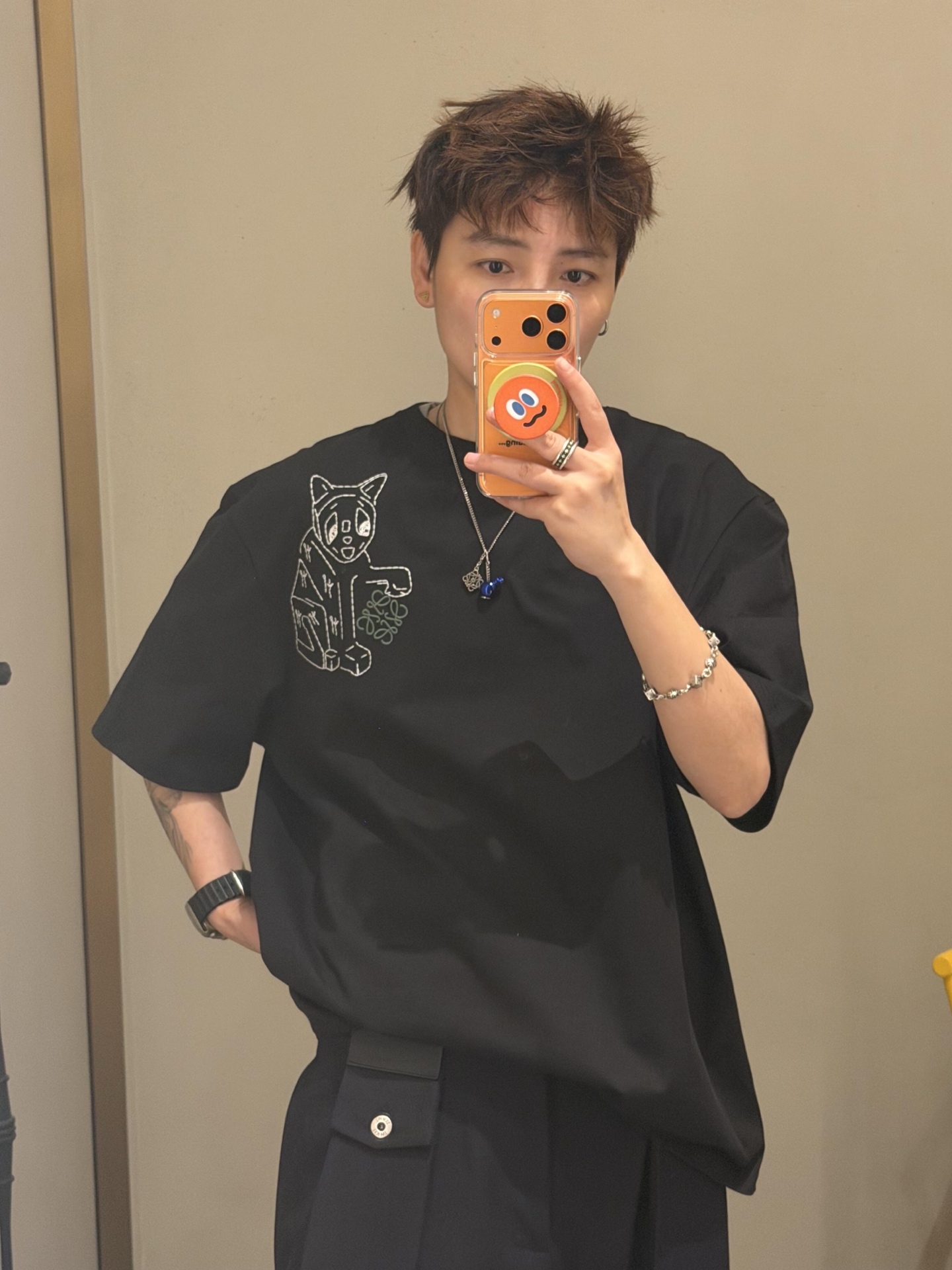 Loewe 로에베 럭키 캣 자수 루즈핏 반팔 티셔츠 의류