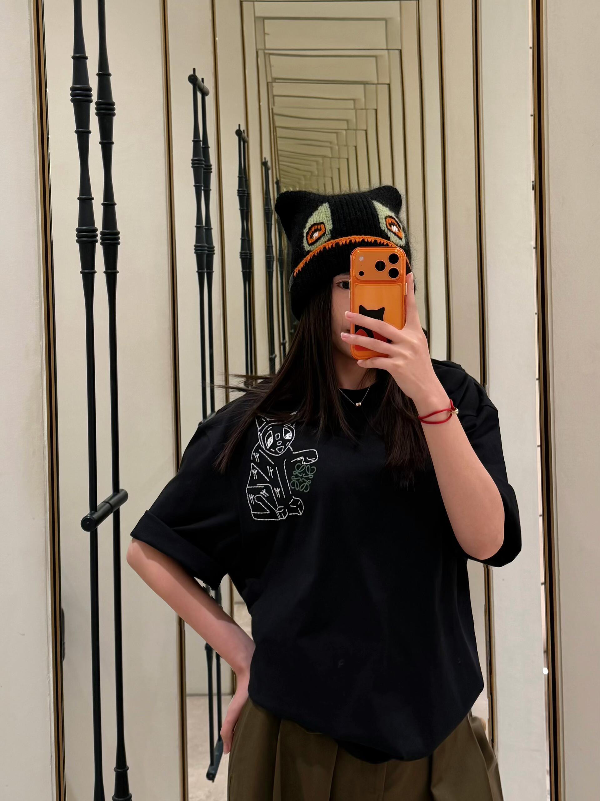 Loewe 로에베 럭키 캣 자수 루즈핏 반팔 티셔츠 의류