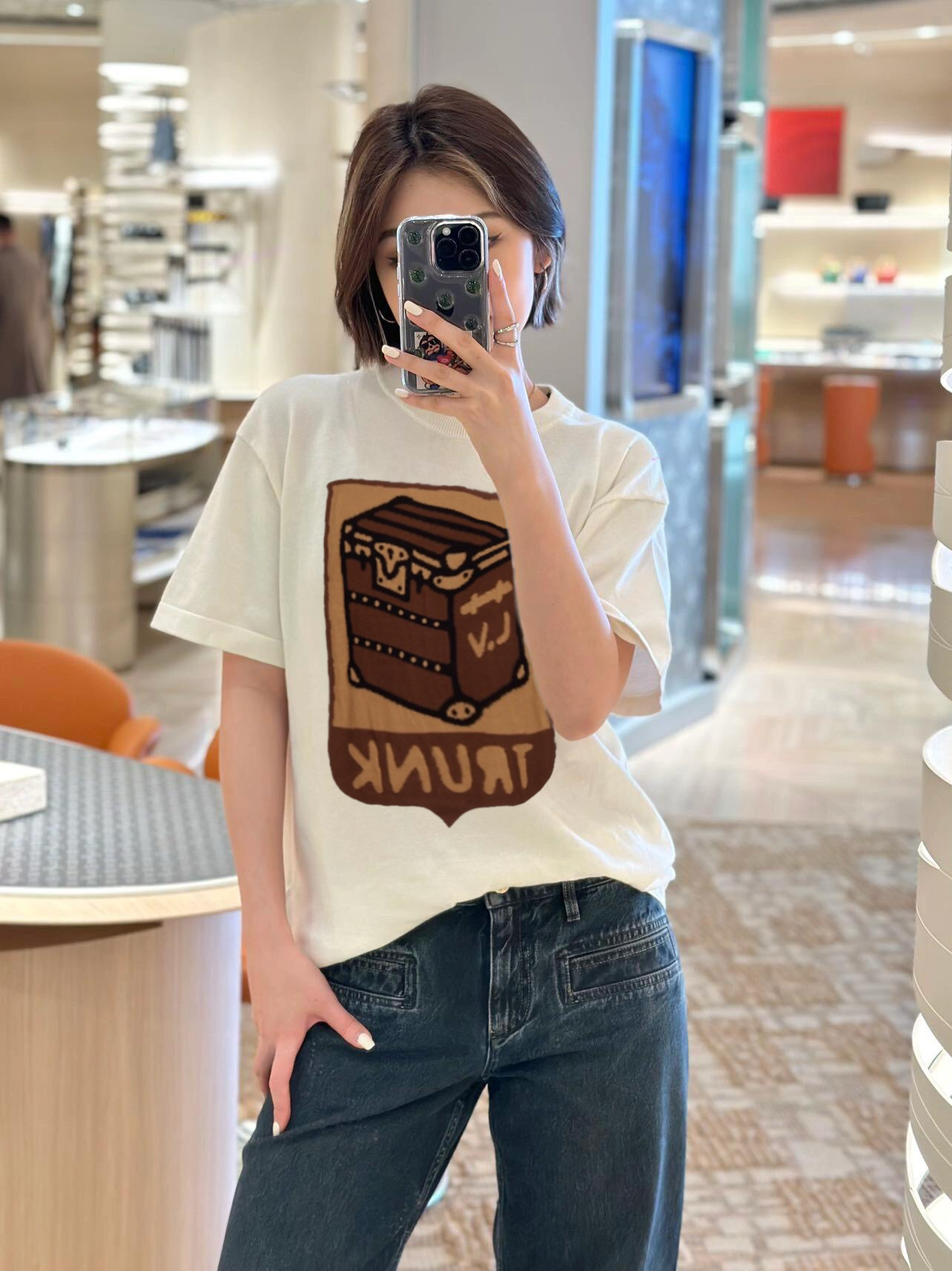 LV 루이비통 트렁크 자카드 니트 반팔 티셔츠 의류