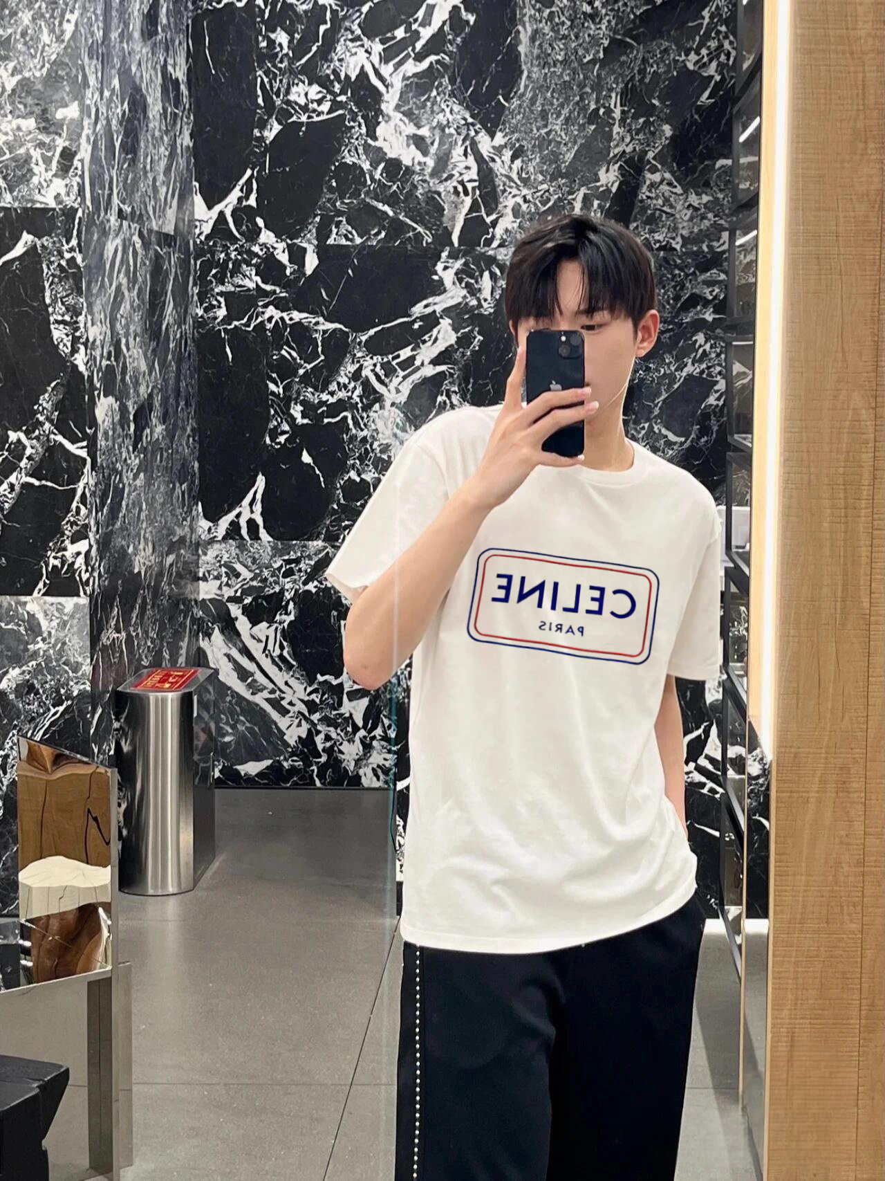 Celine 셀린느 블루 프레임 프린트 반팔 티셔츠 의류