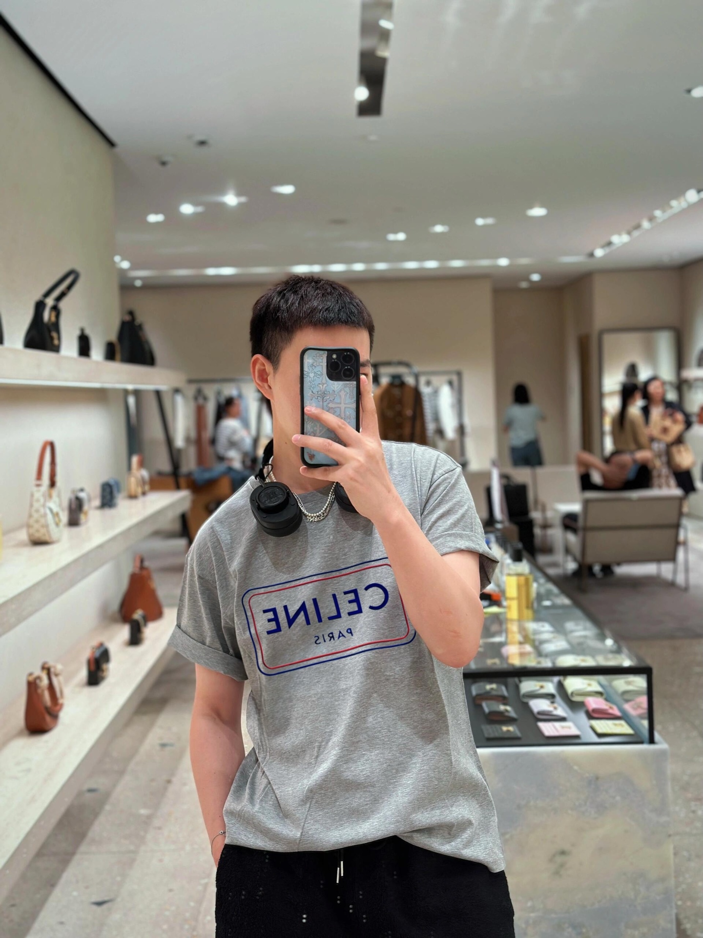 Celine 셀린느 블루 프레임 프린트 반팔 티셔츠 의류