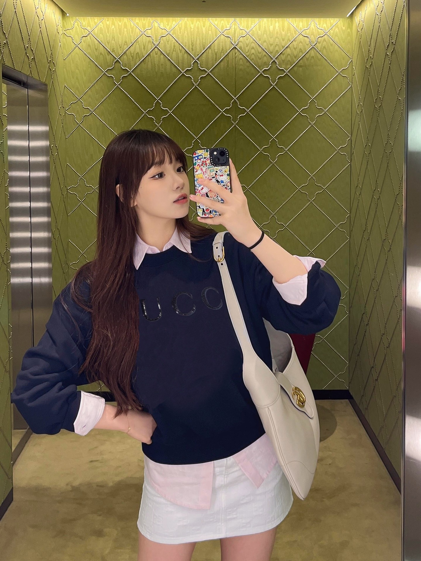 GUCCI 구찌 시퀸 자수 니트 코튼 스웨트셔츠 맨투맨 티셔츠 의류