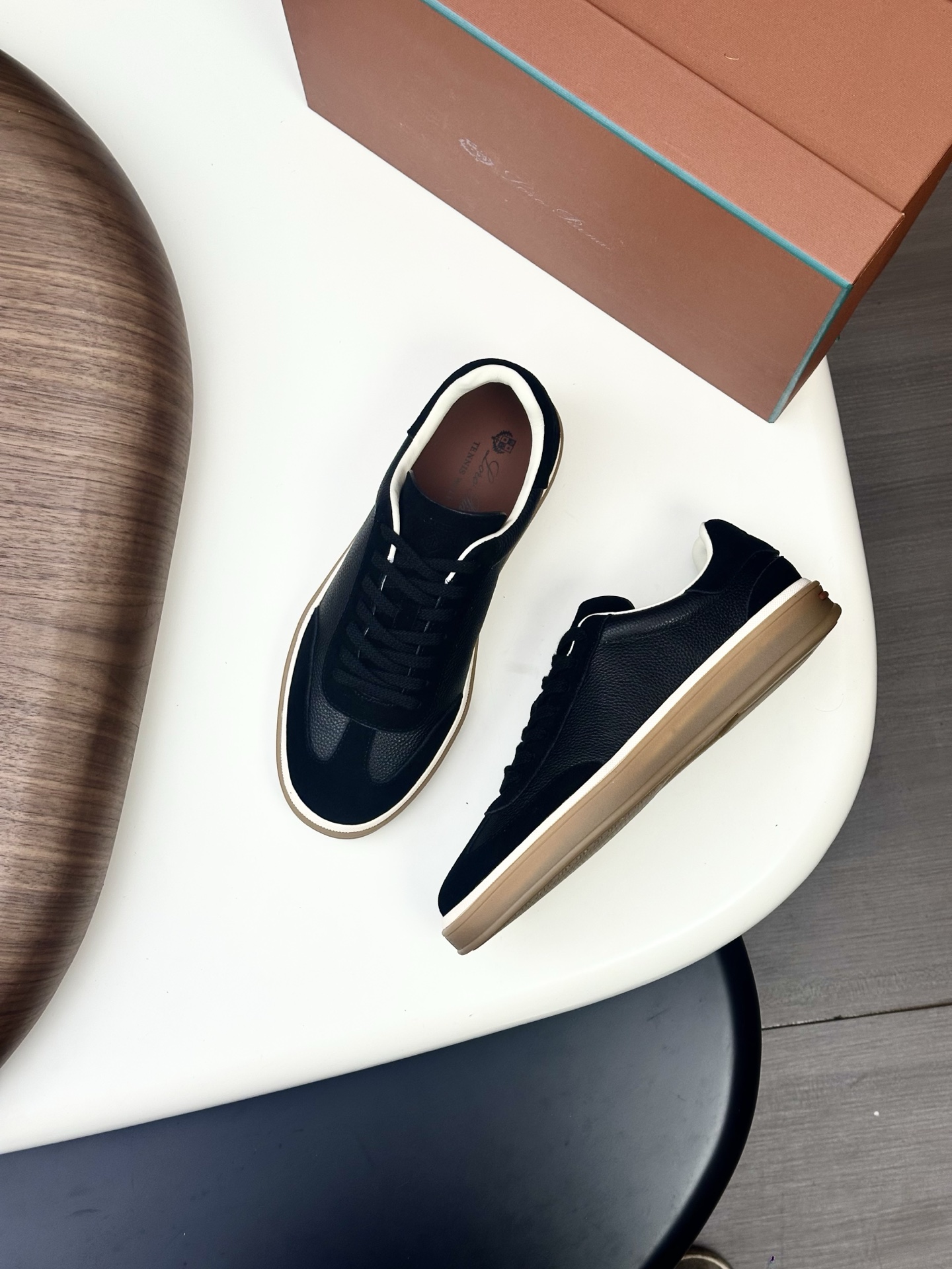 Loro Piana 로로 피아나 신상 캐시미어 레더 테니스 슈즈 스니커즈 신발