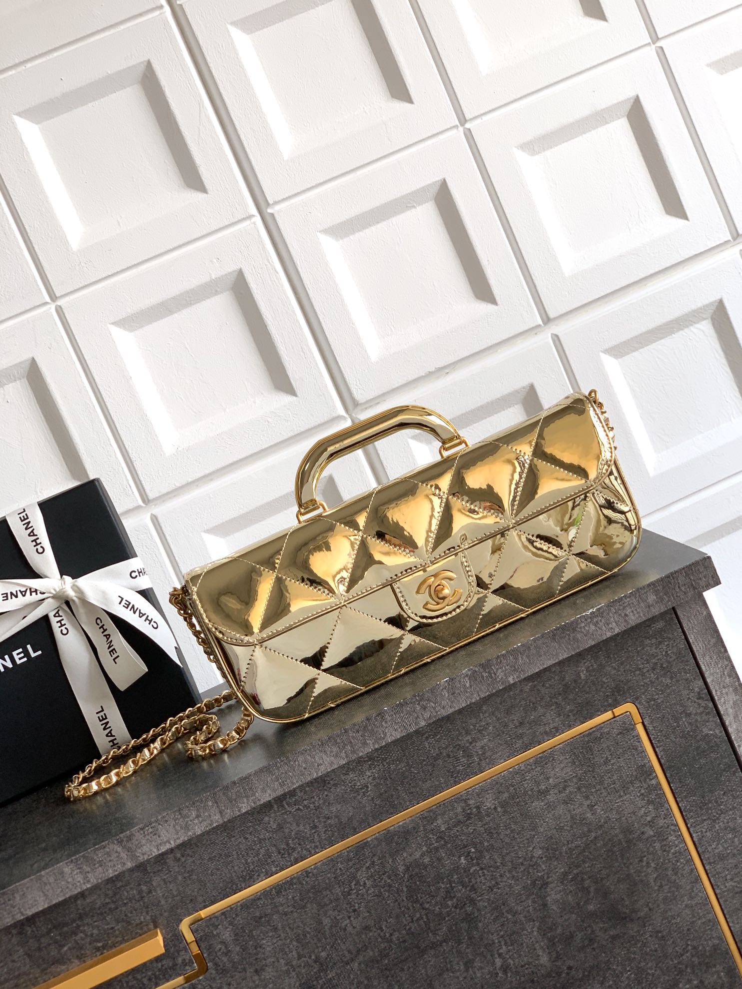 CHANEL 25K 골드 라지 플랩백 핸드백 숄더백 가방