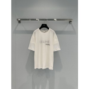Celine 셀린느 더블 레이어 화이트 반팔 티셔츠 의류