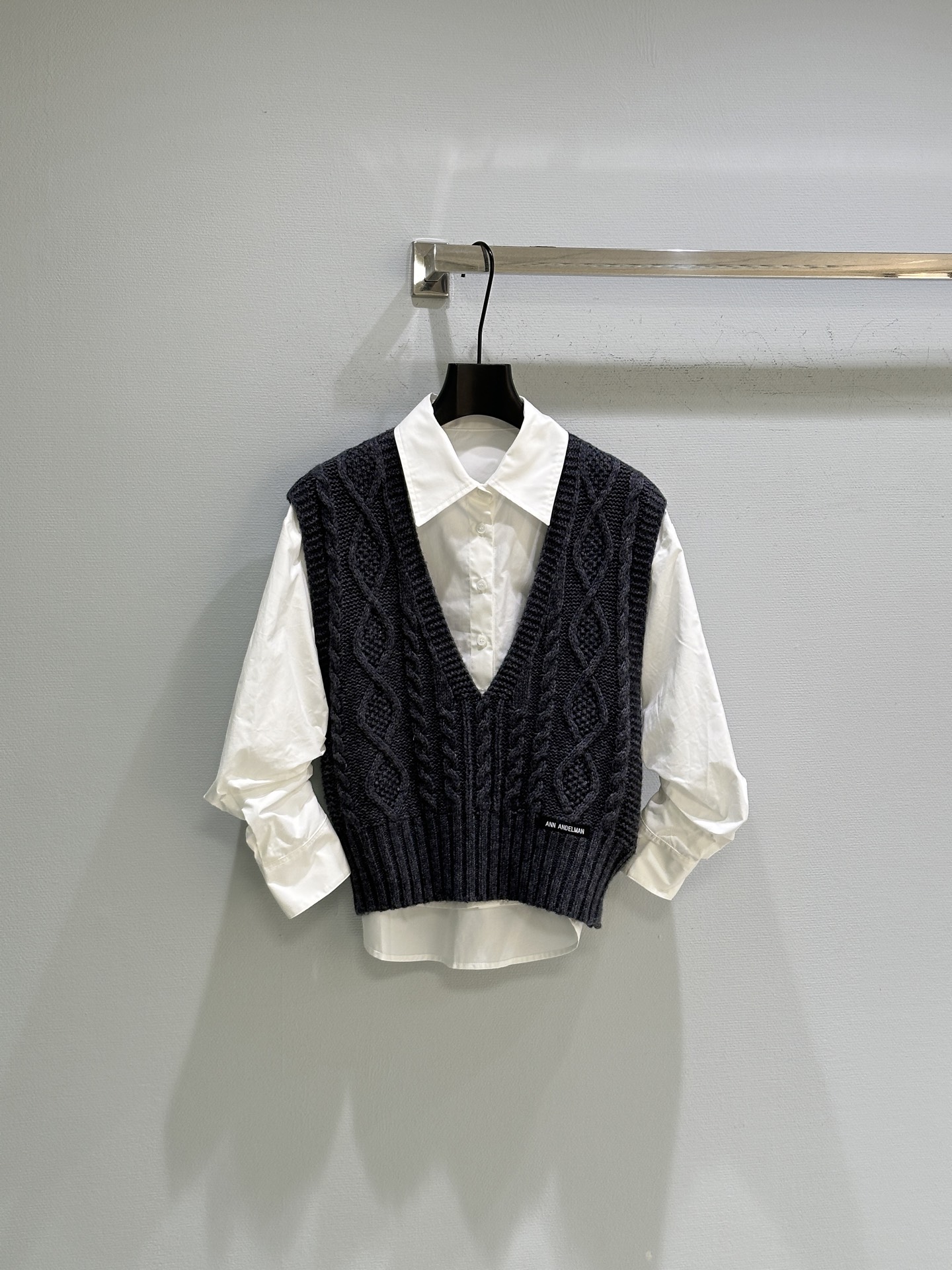 ann andelman 앤 안델만 케이블 니트 베스트 + 셔츠 세트 의류