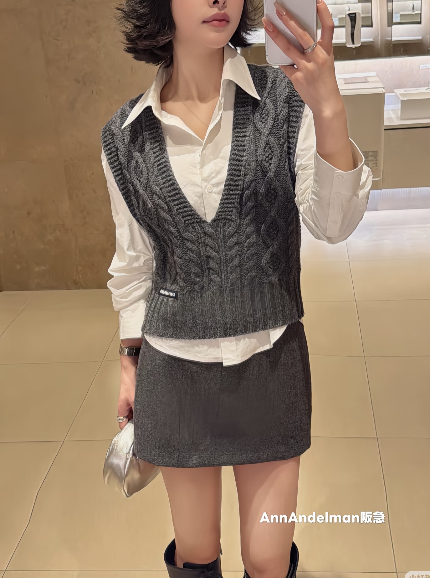 ann andelman 앤 안델만 케이블 니트 베스트 + 셔츠 세트 의류