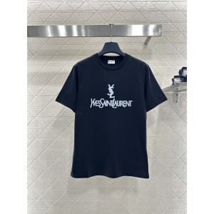 Saint Laurent YSL 생로랑 자수 벨벳 로고 반팔 티셔츠 의류