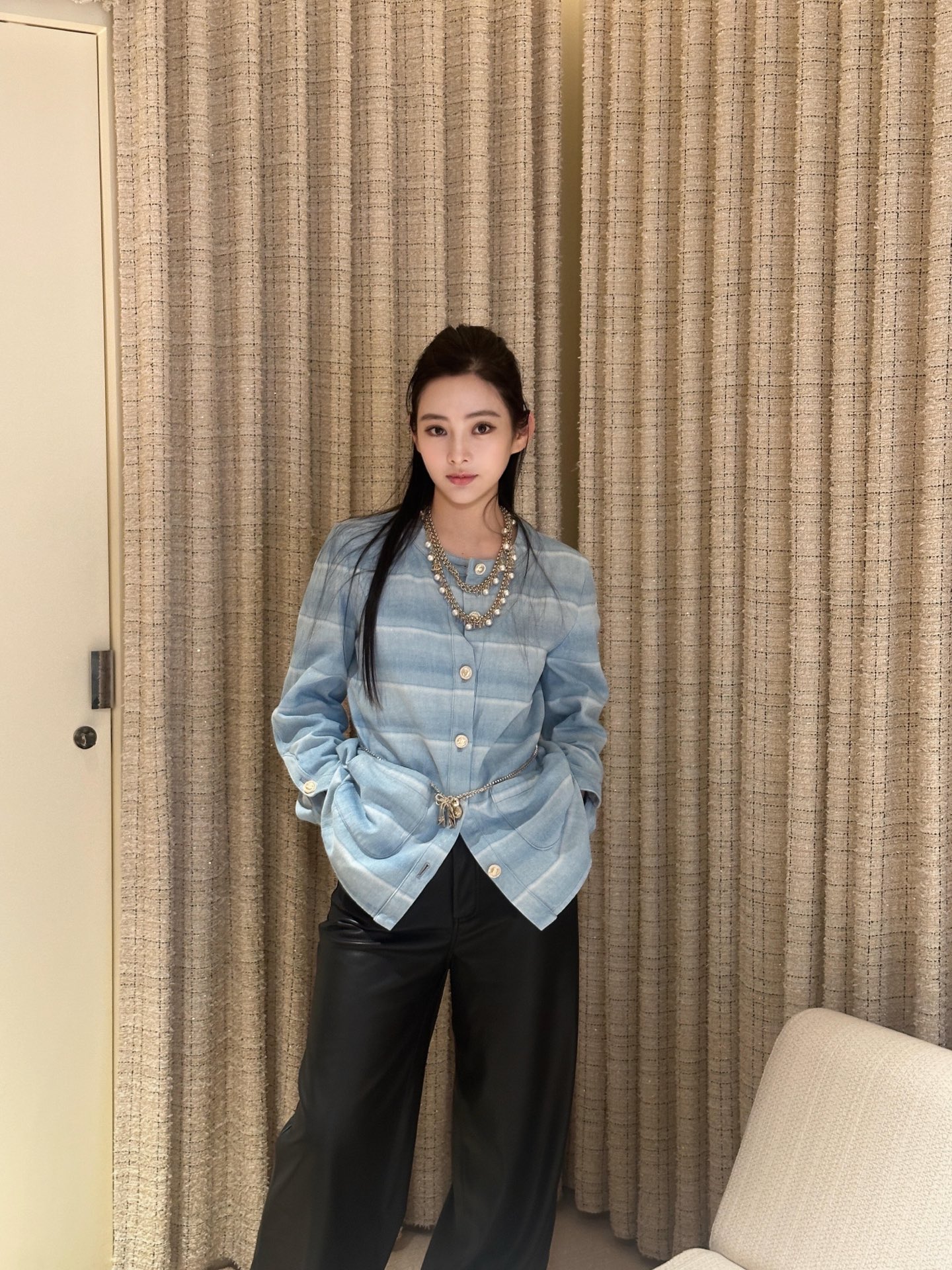 Chanel 샤넬 26C 크루즈 스트라이프 데님 자켓 재킷 의류