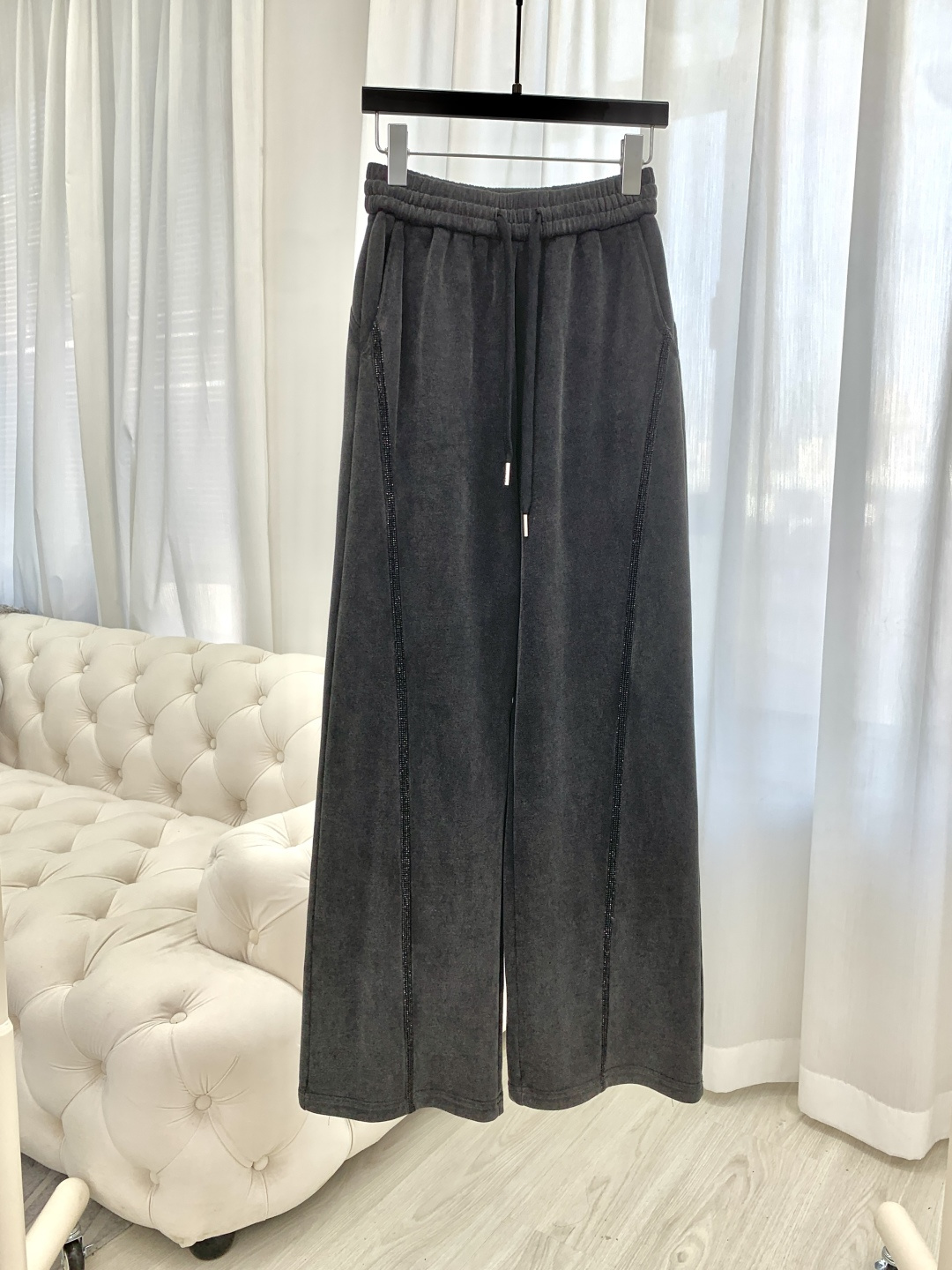 Alexander Wang 알렉산더 왕 로고 핫픽스 와이드 데님 팬츠 바지 의류