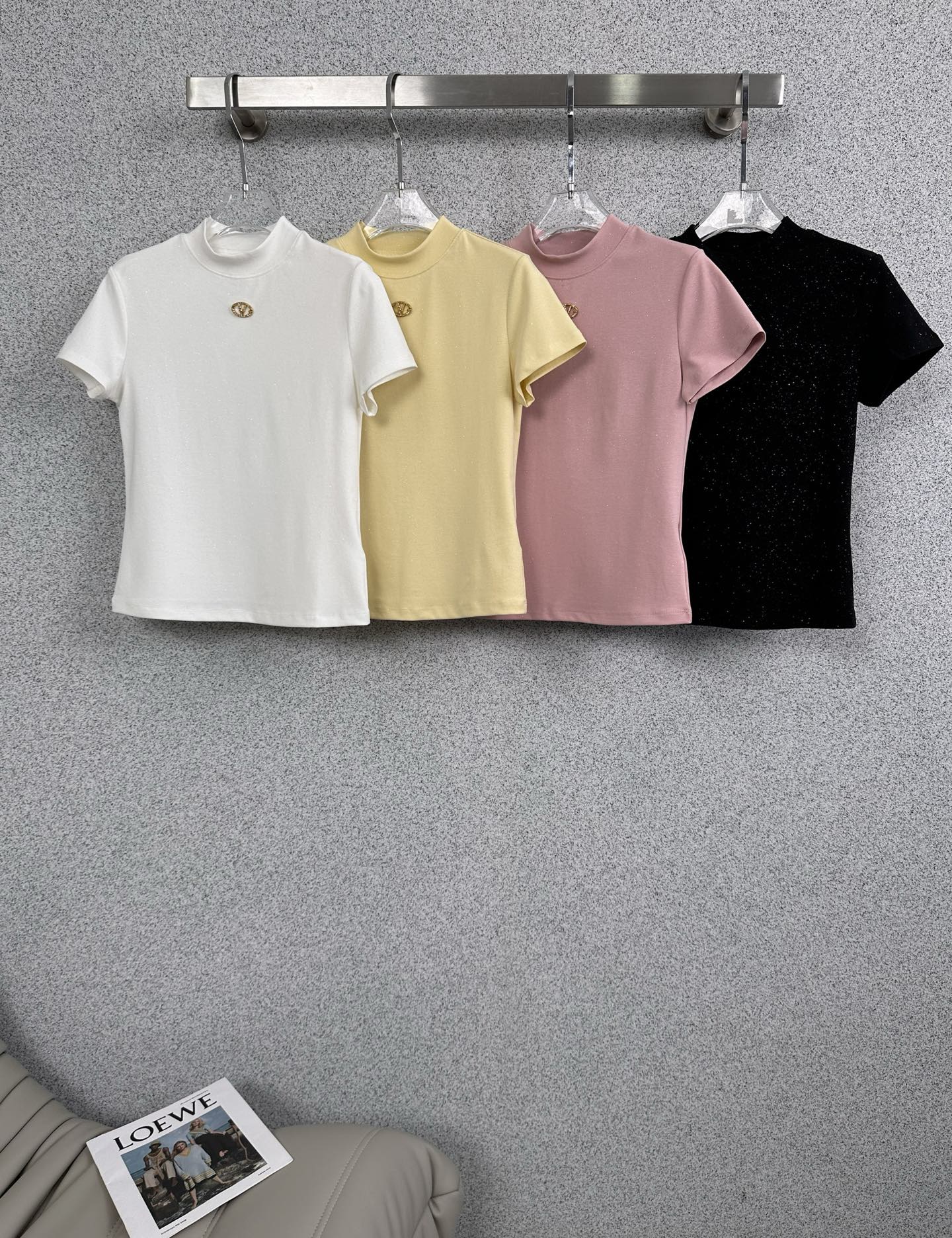 Valentino 발렌티노 글리터 하프넥 반팔 티셔츠 의류