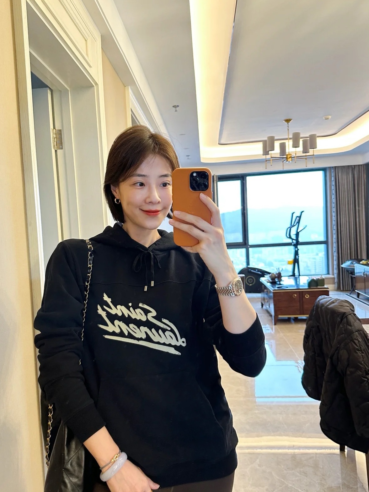 SAINT LAURENT YSL 생로랑 로고 프린트 후드티 의류