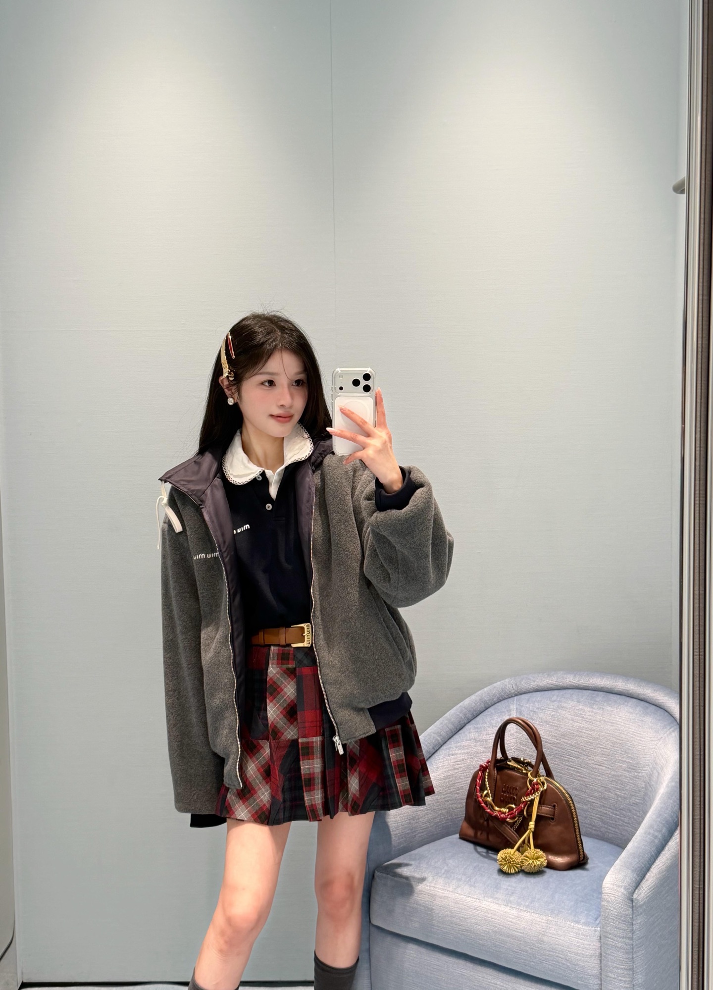 MIUMIU 미우미우 양면(리버시블) 플리스 재킷 자켓 의류