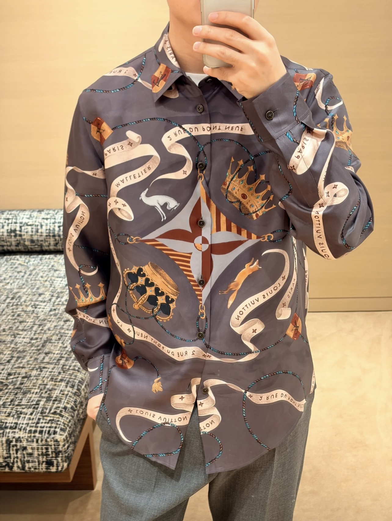 LOUIS VUITTON LV 루이비통 실크 디지털 프린트 셔츠 의류