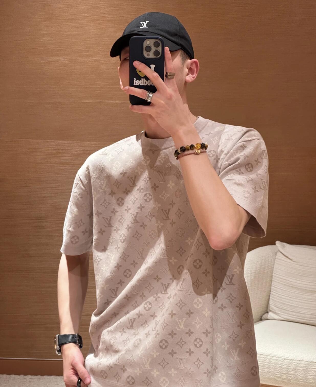 LOUIS VUITTON LV 루이비통 풀 자카드 니트 반팔 의류