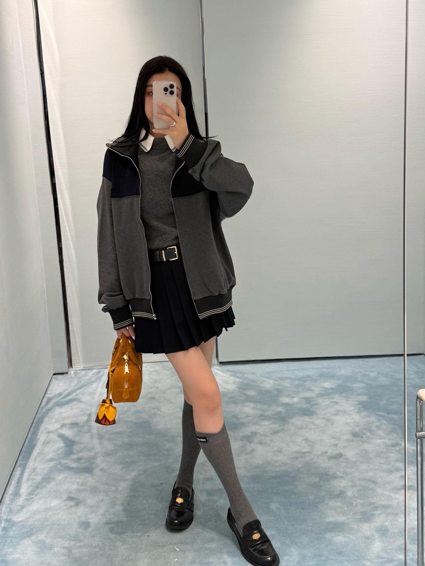 MIUMIU 미우미우 실켓 울 자수 집업 자켓 재킷 의류