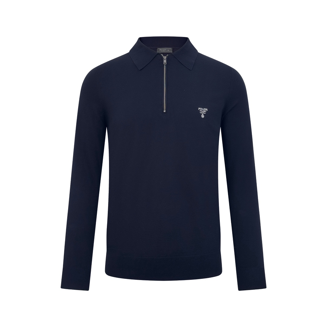 PRADA 프라다 자수 하프 집업 긴팔 폴로 카라 티셔츠 의류
