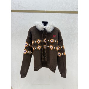 miumiu 미우미우 배색 퀼팅 후드 니트 의류