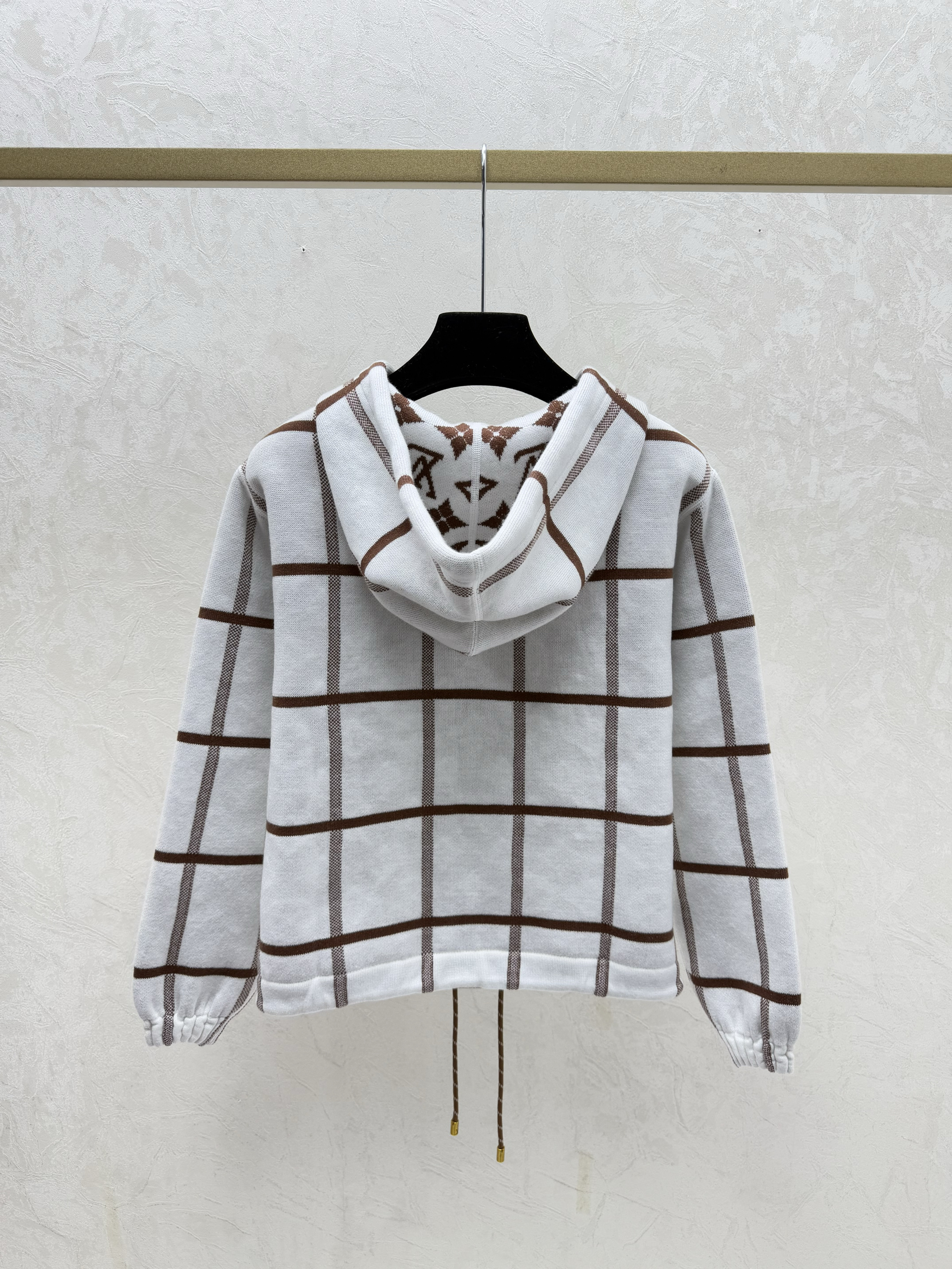 LV 루이비통 배색 체크 로고 후드 집업 재킷 의류