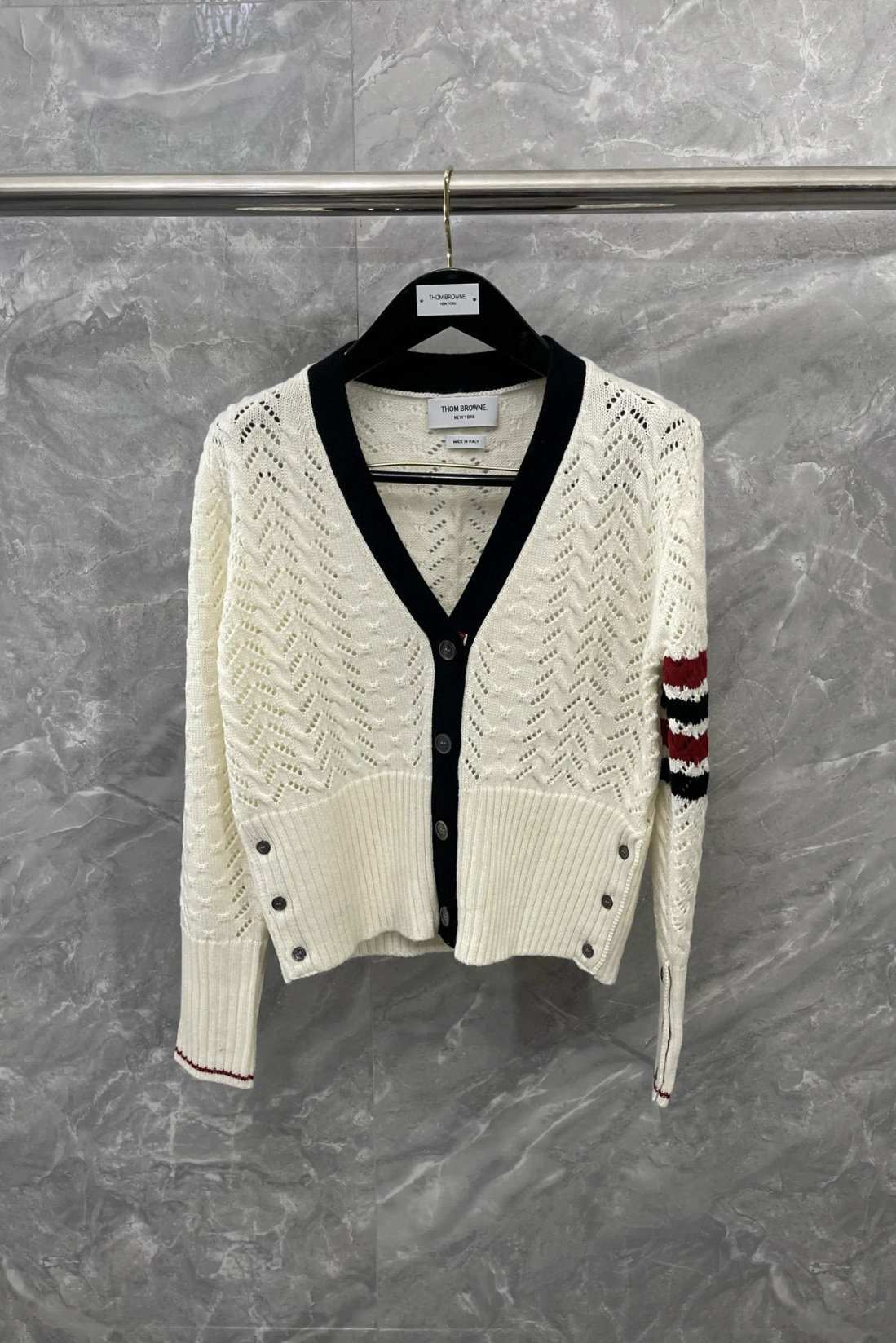 THOM BROWNE 톰브라운 4바 꽈배기 가디건 의류