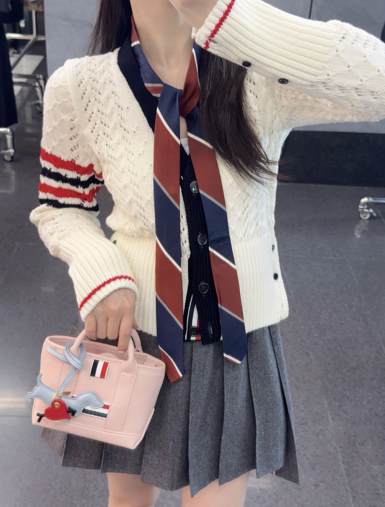 THOM BROWNE 톰브라운 4바 꽈배기 가디건 의류