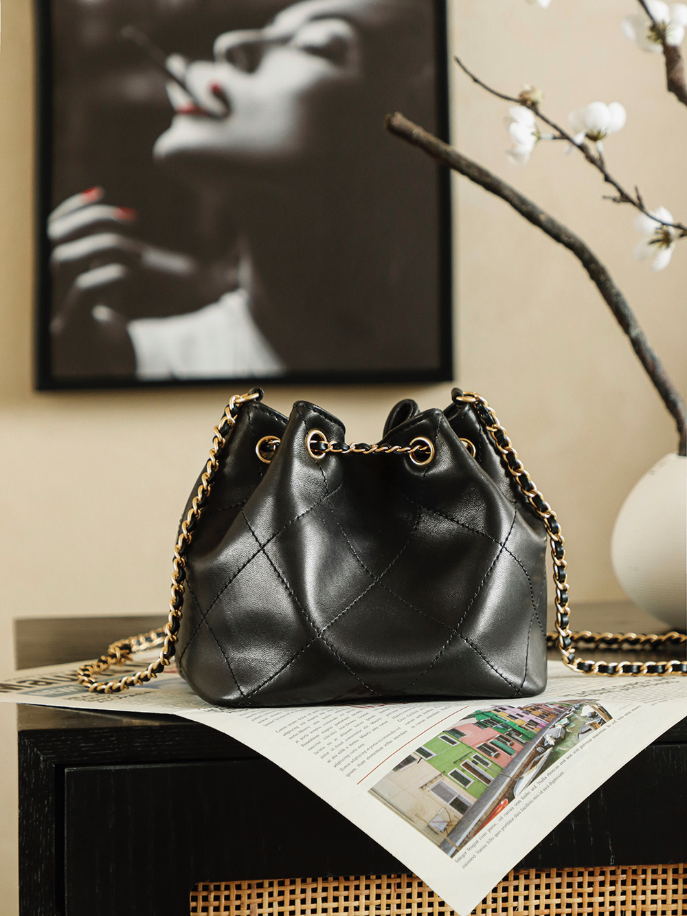 Chanel 25K Badge Bucket Bag (샤넬 25K 배지 버킷백 가방)