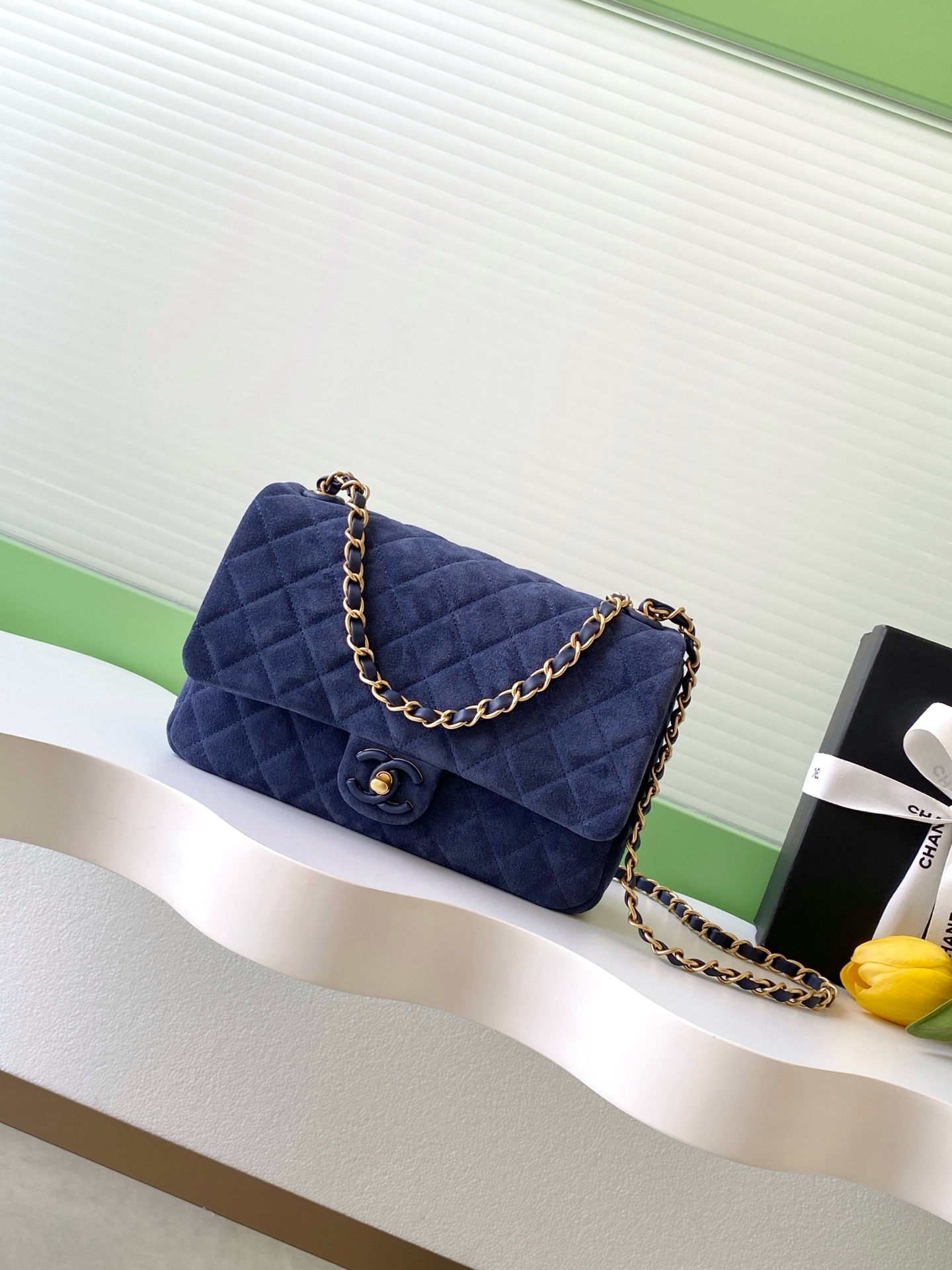 Chanel 샤넬 26C 시리즈 블루 스웨이드 CF백 - AS5991 숄더백 가방