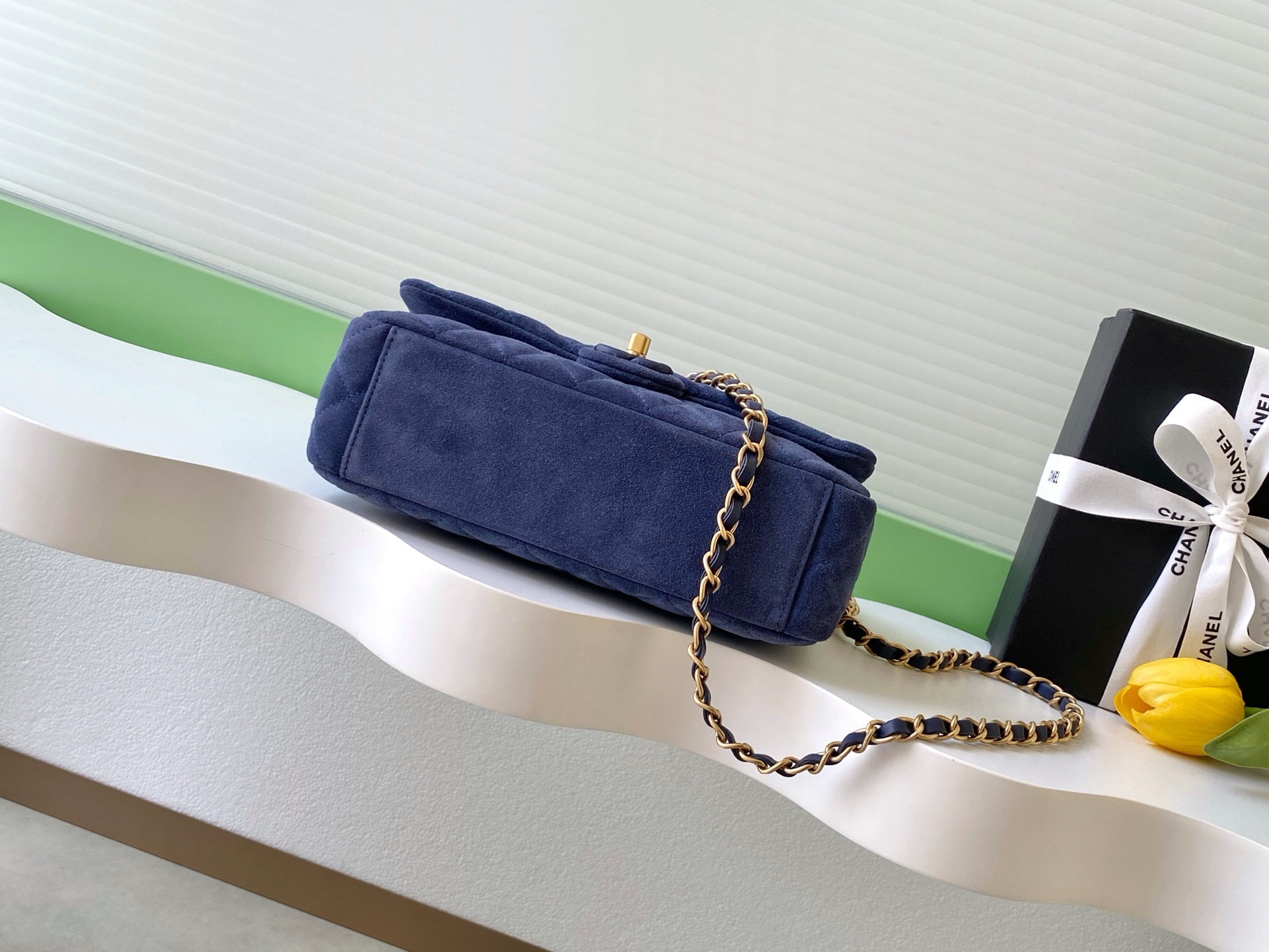 Chanel 샤넬 26C 시리즈 블루 스웨이드 CF백 - AS5991 숄더백 가방