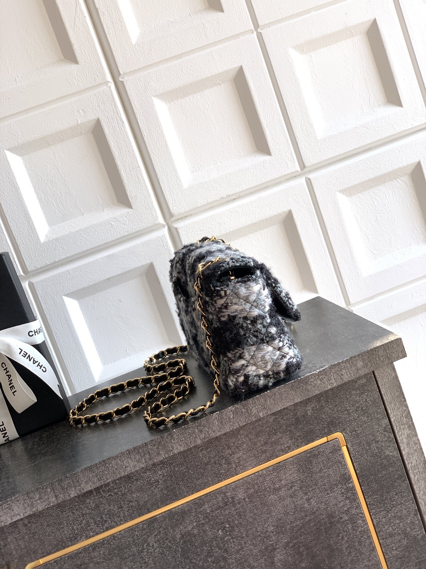 Chanel 샤넬 미니 CF - 블랙 & 화이트 트위드 (20cm) 숄더백 가방