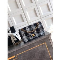 Chanel 샤넬 CF 블랙 & 화이트 트위드 (25cm) 숄더백 가방