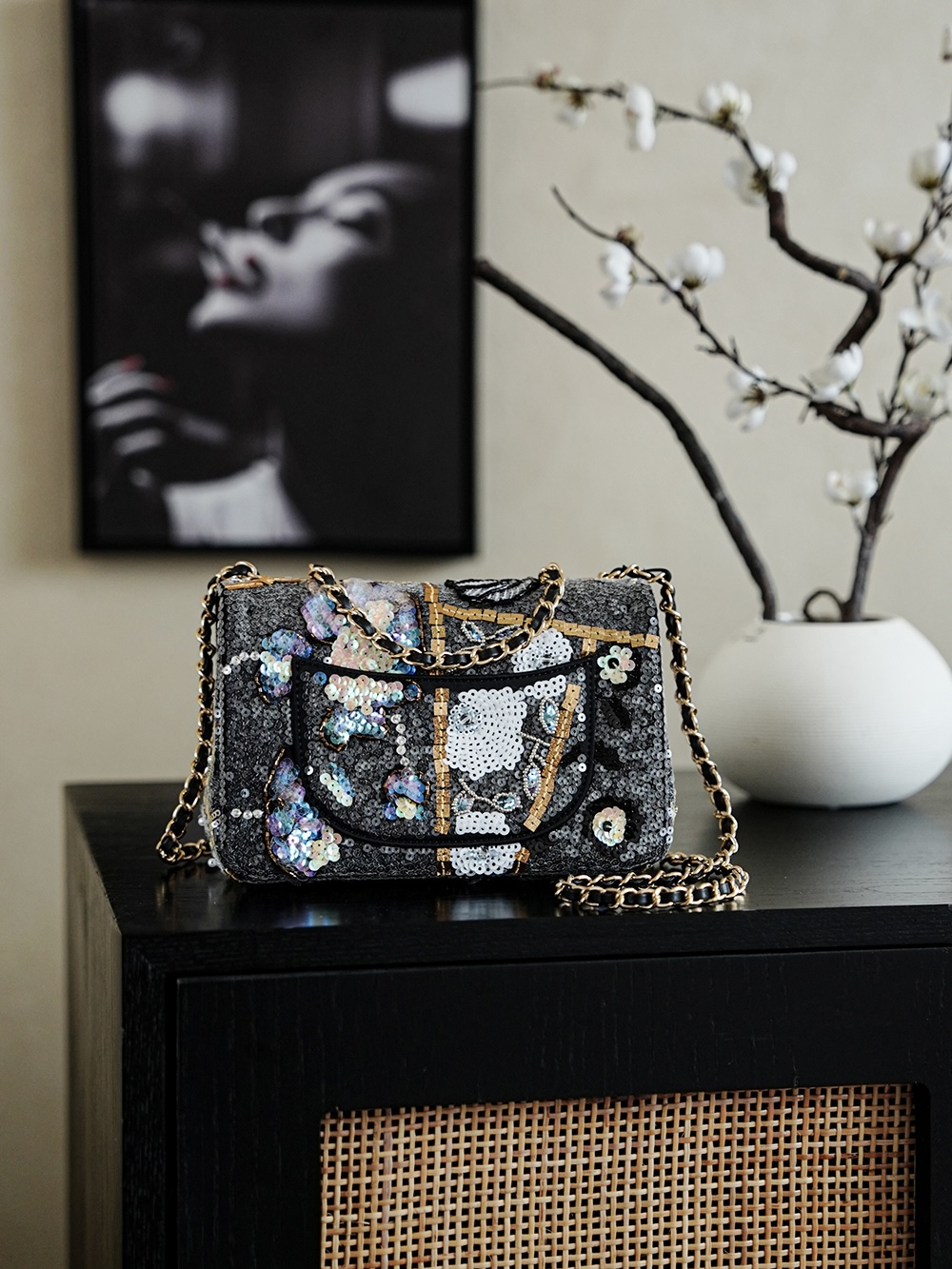 Chanel 샤넬 25A 메티에 다르(공방) 시리즈 - 자수 시퀸 CF백 숄더백 가방