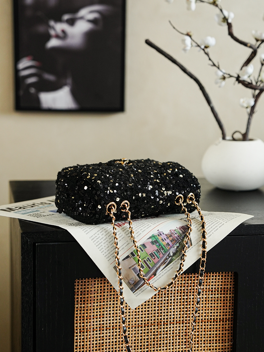 Chanel 26c 샤넬 트위드 시퀸 CF 플랩백 숄더백 가방