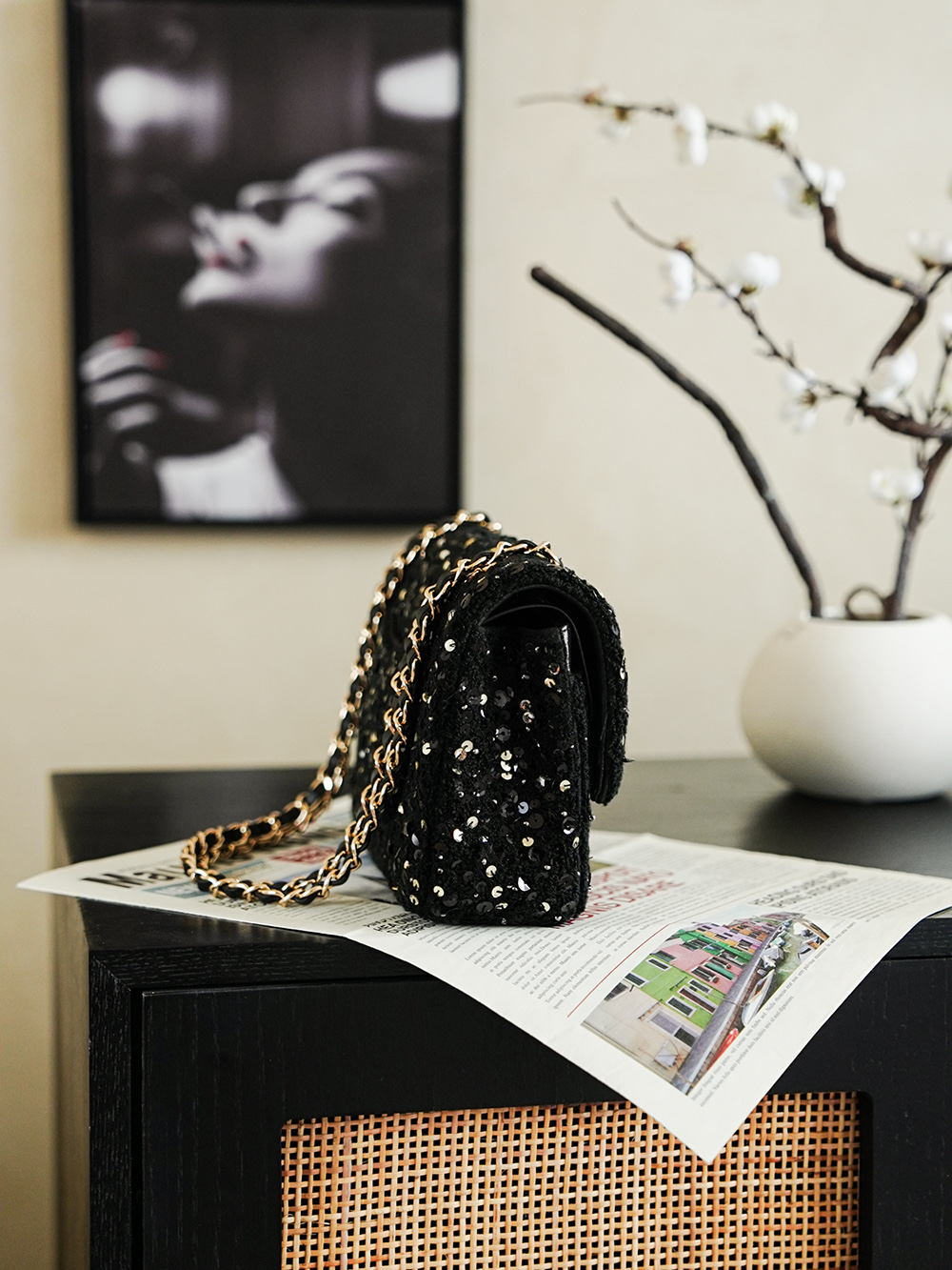 Chanel 26c 트위드 시퀸 CF 샤넬 플랩백 숄더백 가방 (라지)