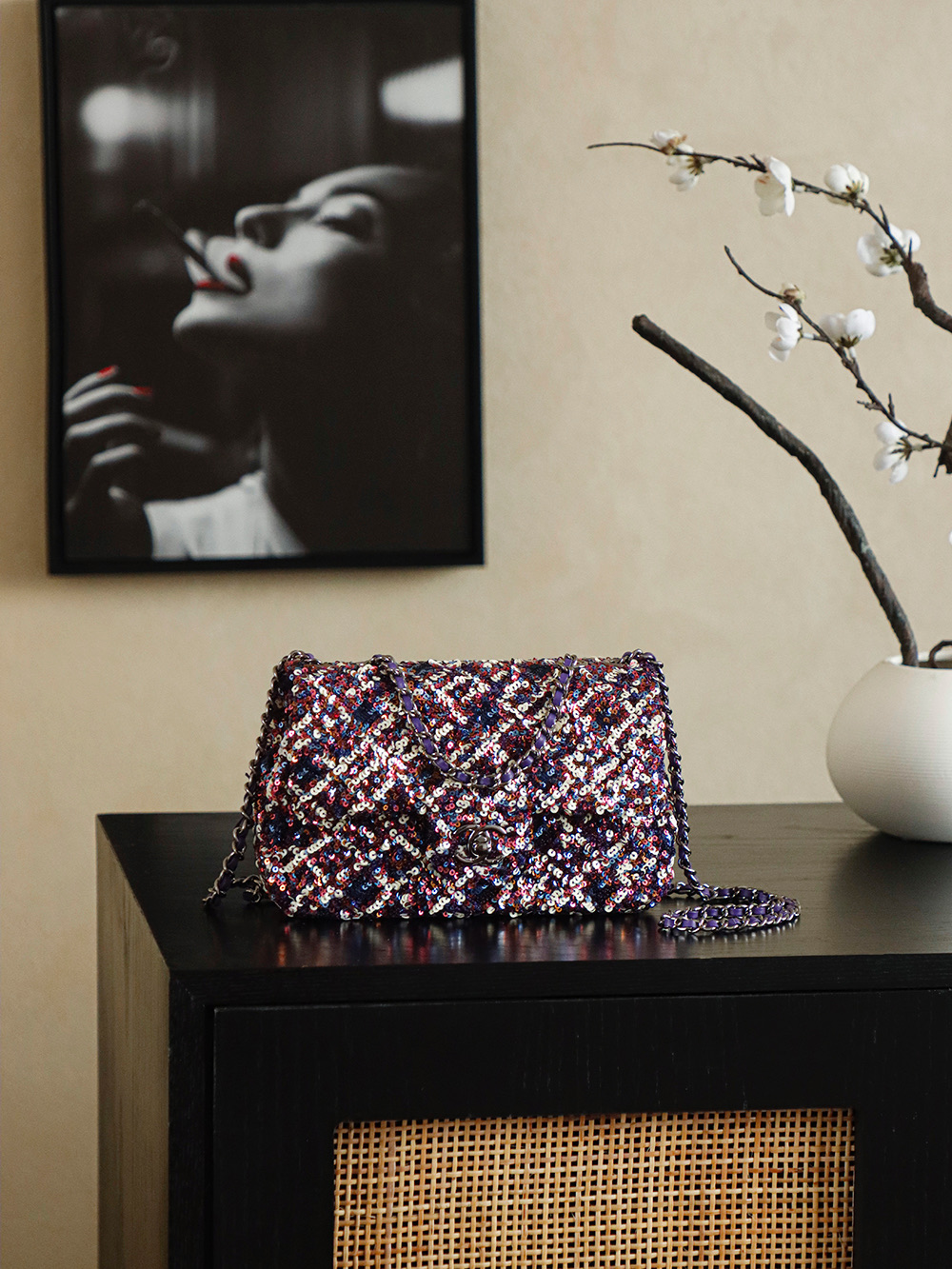 Chanel 샤넬 시퀸 자수 미니 CF 핸드백 숄더백 가방