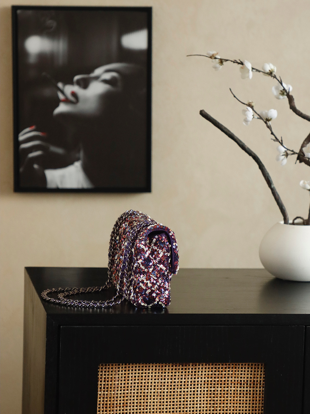 Chanel 샤넬 시퀸 자수 미니 CF 핸드백 숄더백 가방