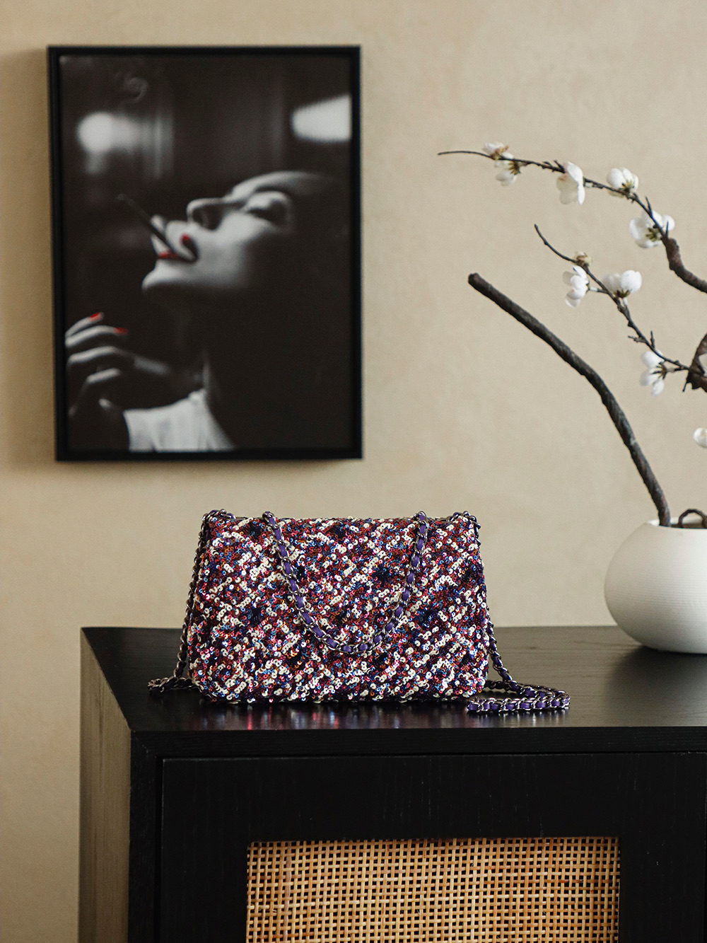 Chanel 샤넬 시퀸 자수 미니 CF 핸드백 숄더백 가방