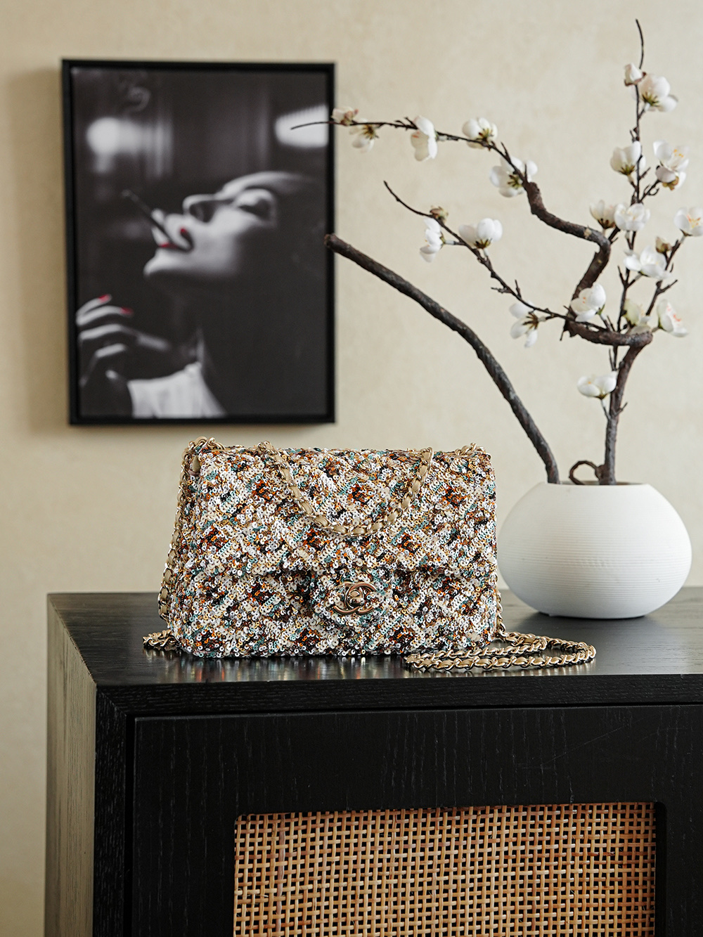 Chanel 샤넬 시퀸 자수 미니 CF 핸드백 (20cm) 숄더백 가방